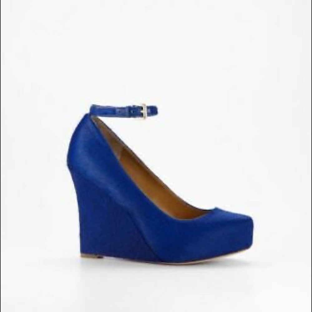 Ann Taylor Lina Fur Platform in Cobalt US7